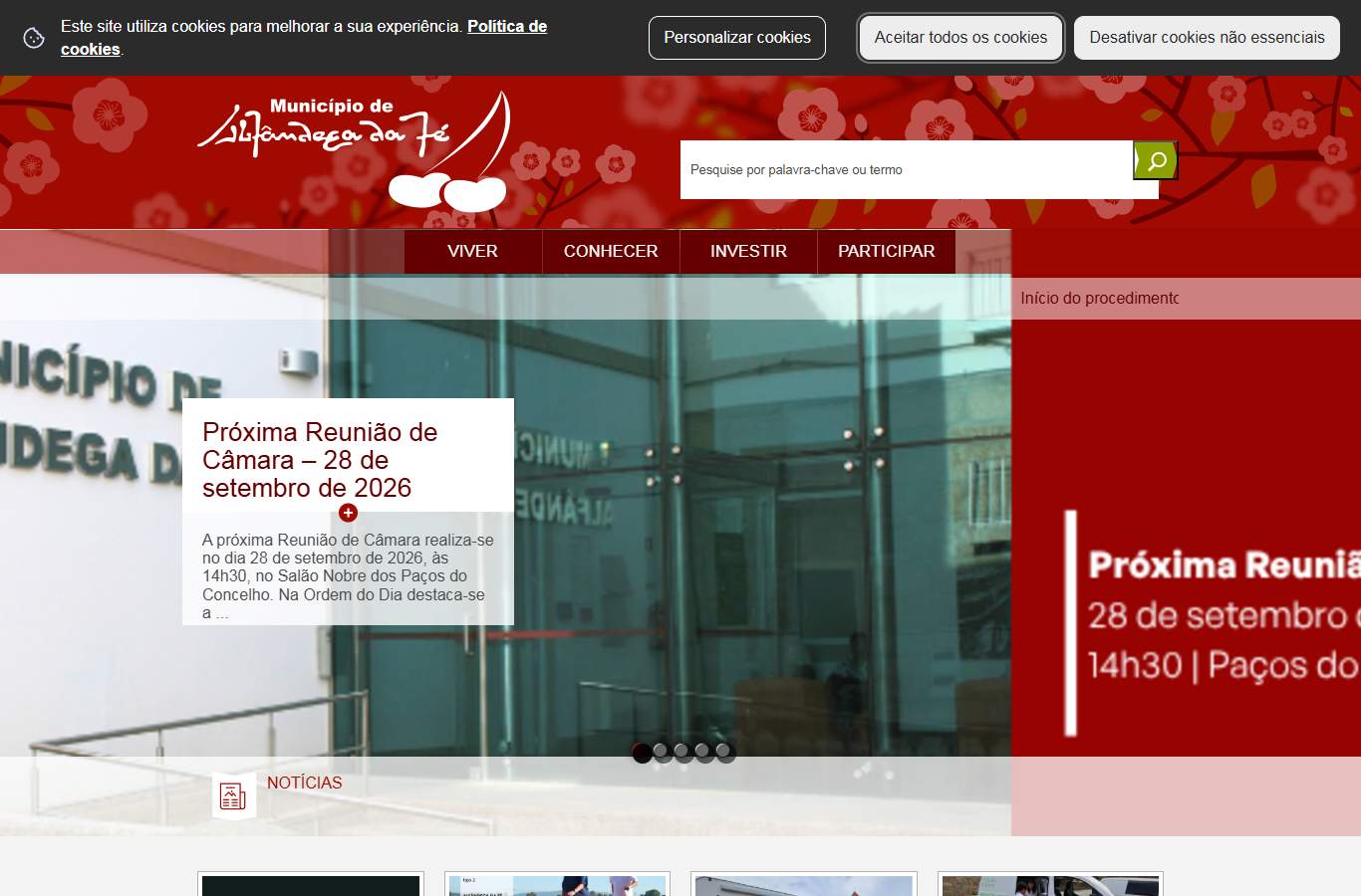 Página inicial de Alfândega da Fé no momento da medição