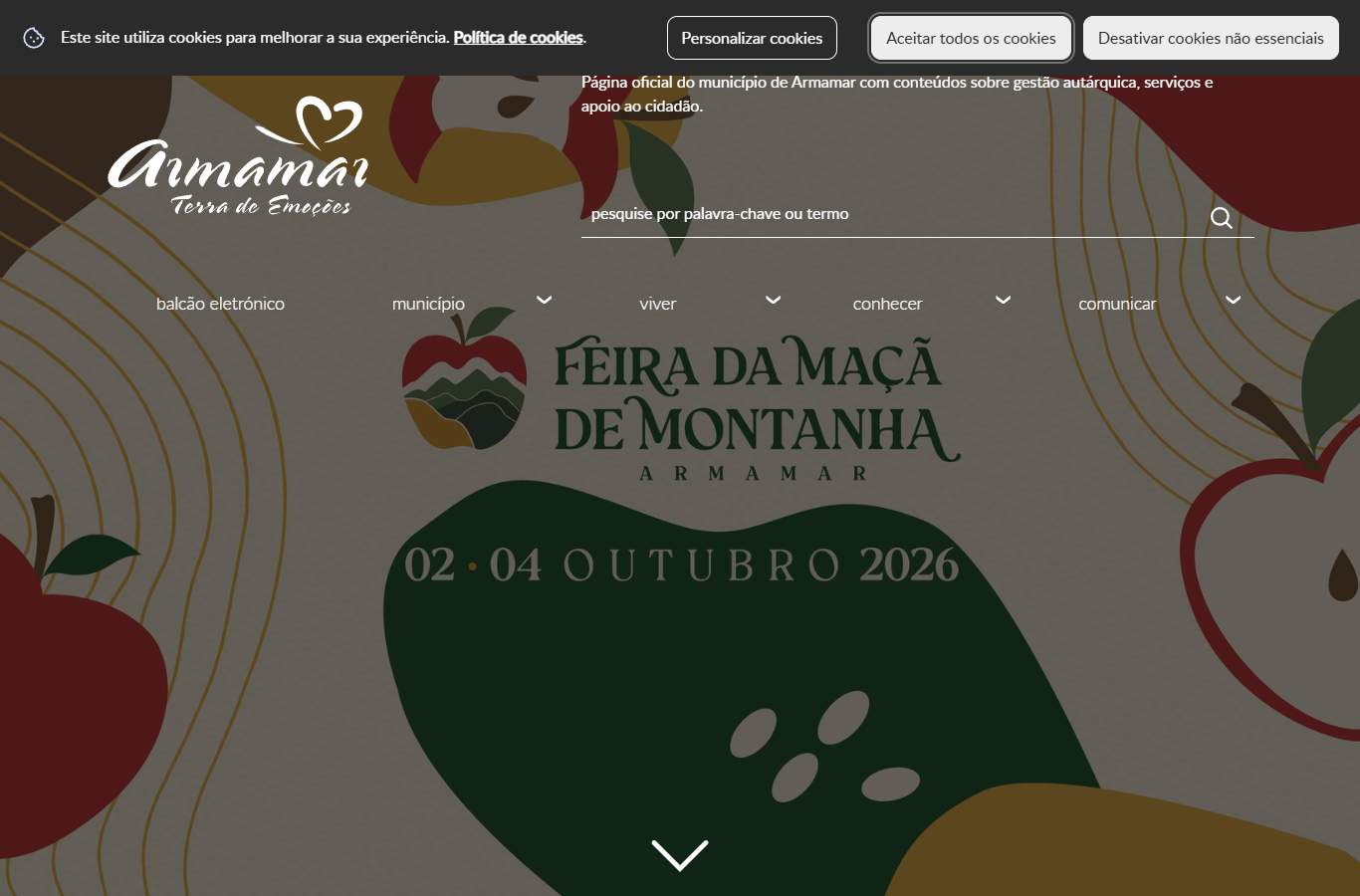 Página inicial de Armamar no momento da medição