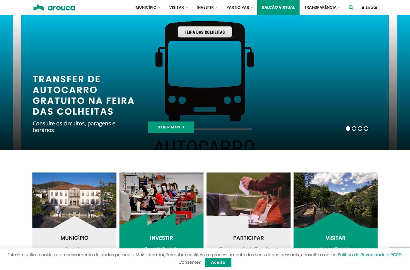 Página inicial de Arouca no momento da medição