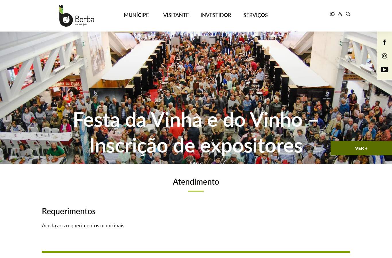 Página inicial de Borba no momento da medição