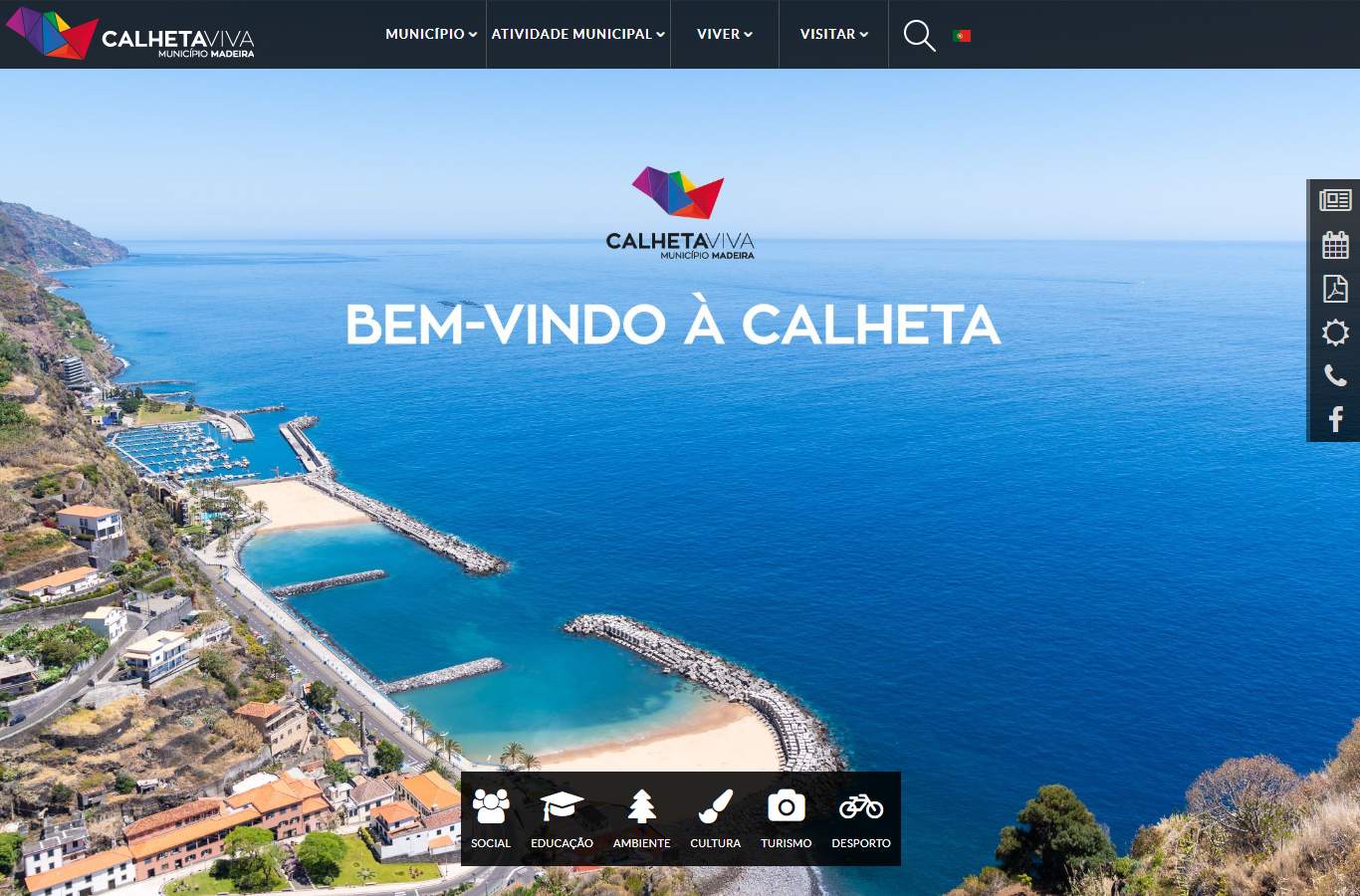 Página inicial de Calheta no momento da medição