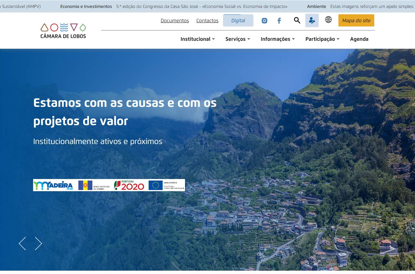 Página inicial de Câmara de Lobos no momento da medição