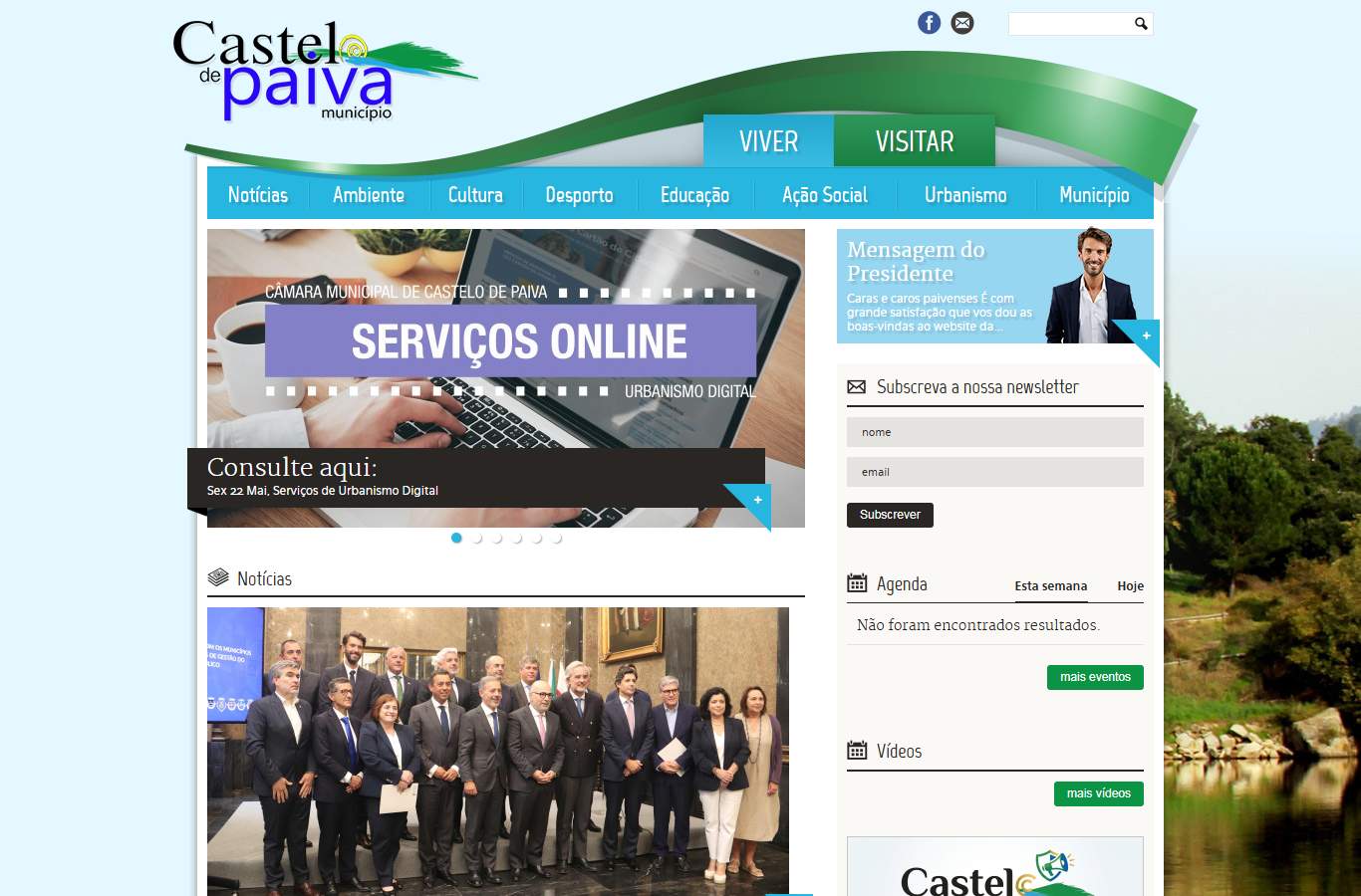 Página inicial de Castelo de Paiva no momento da medição