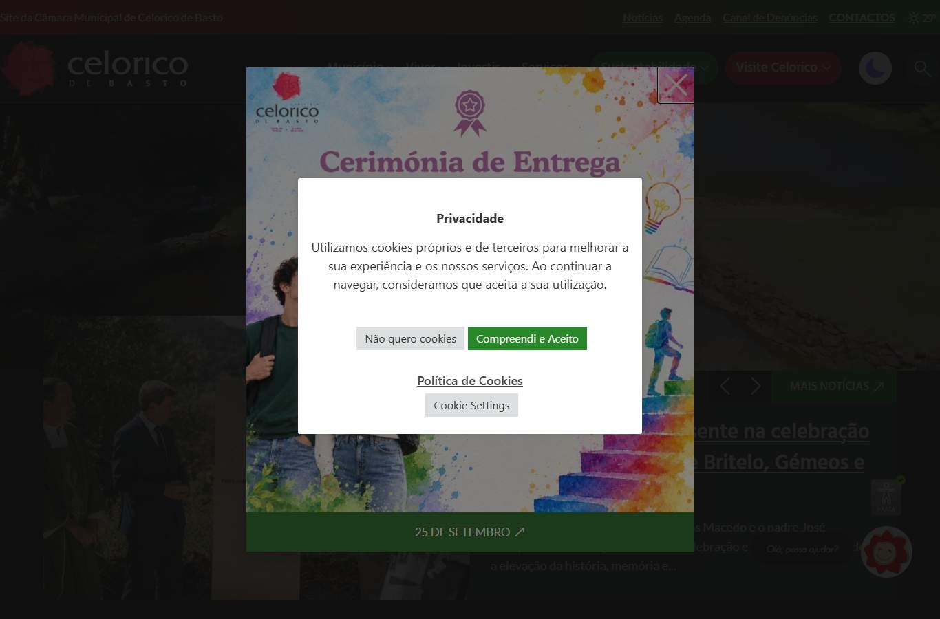 Página inicial de Celorico de Basto no momento da medição
