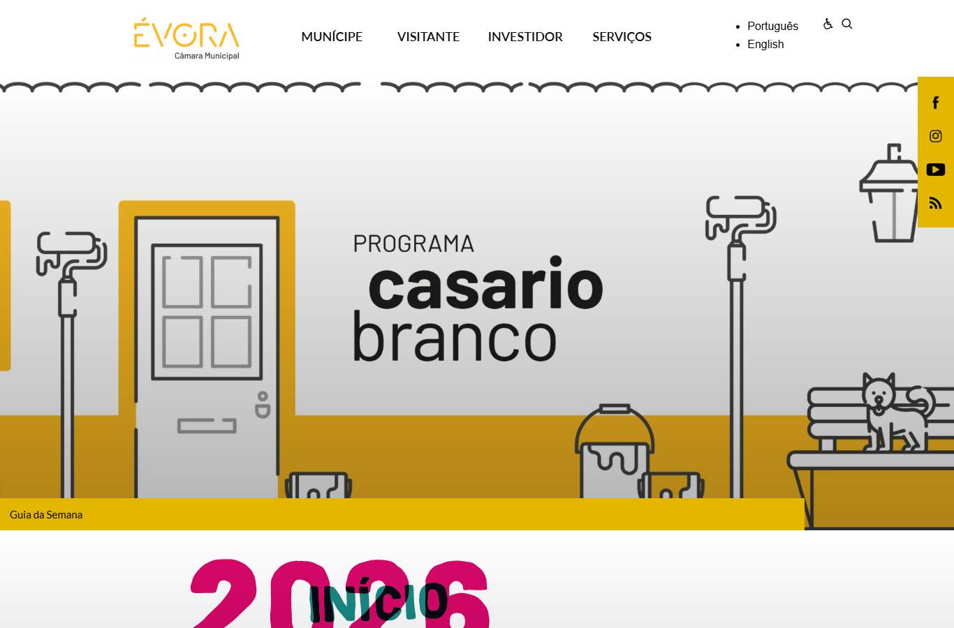 Página inicial de Évora no momento da medição