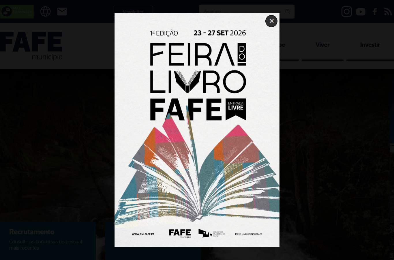 Página inicial de Fafe no momento da medição