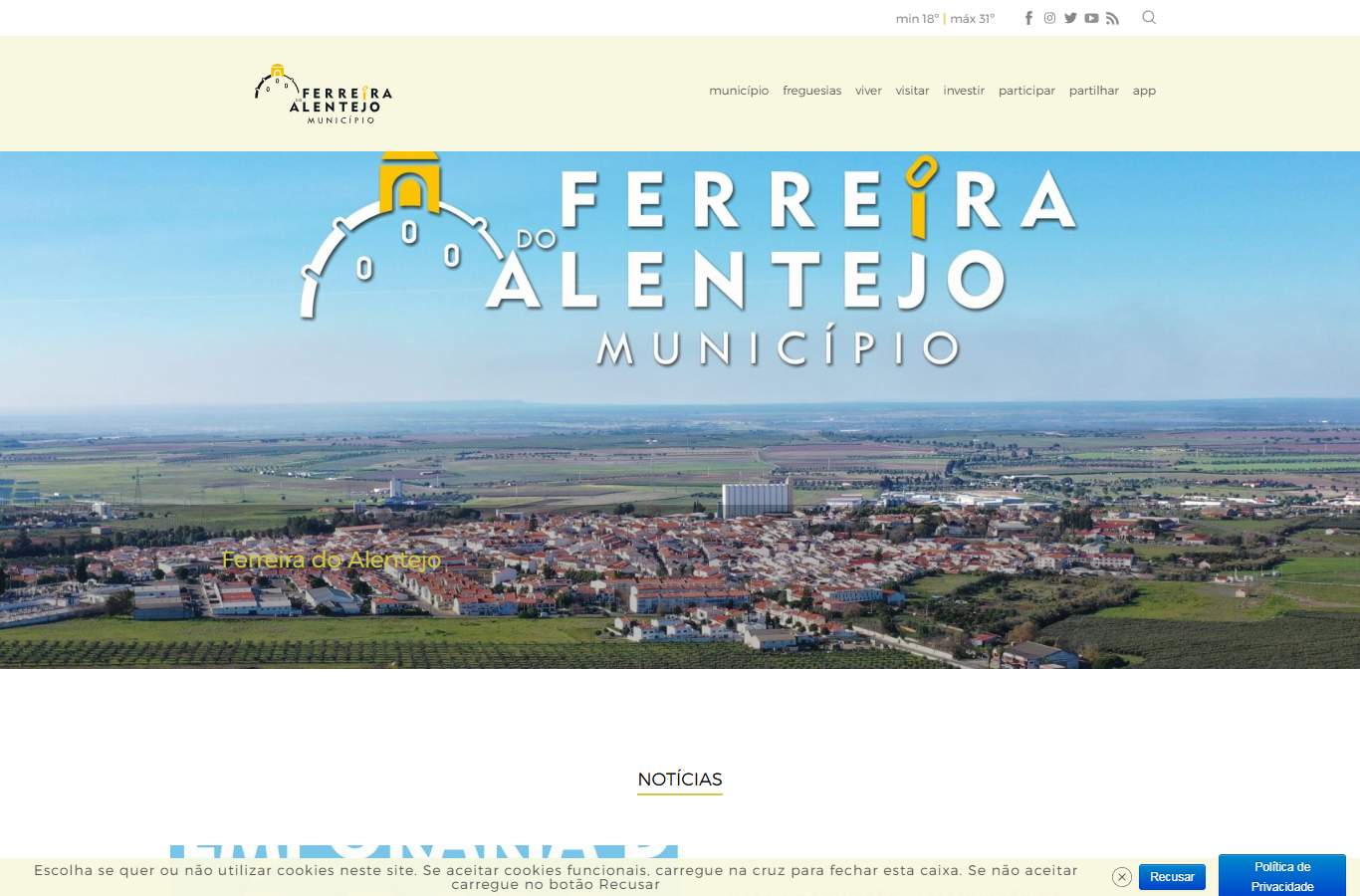 Página inicial de Ferreira do Alentejo no momento da medição