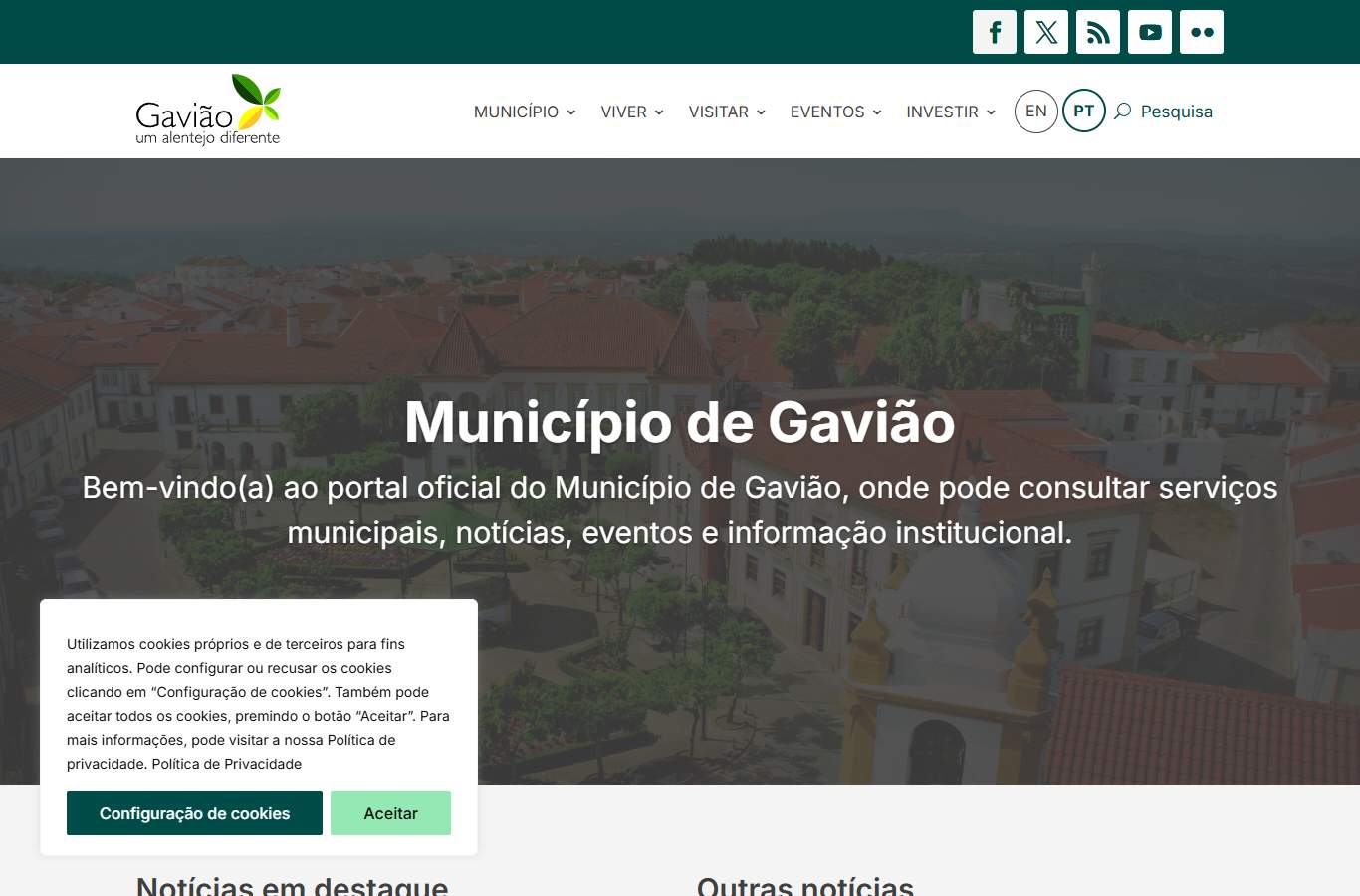 Página inicial de Gavião no momento da medição