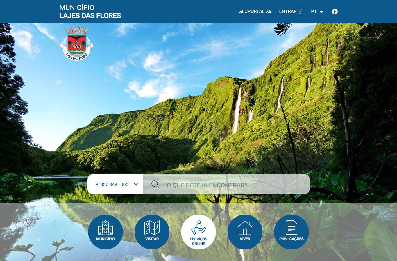Página inicial de Lajes das Flores no momento da medição
