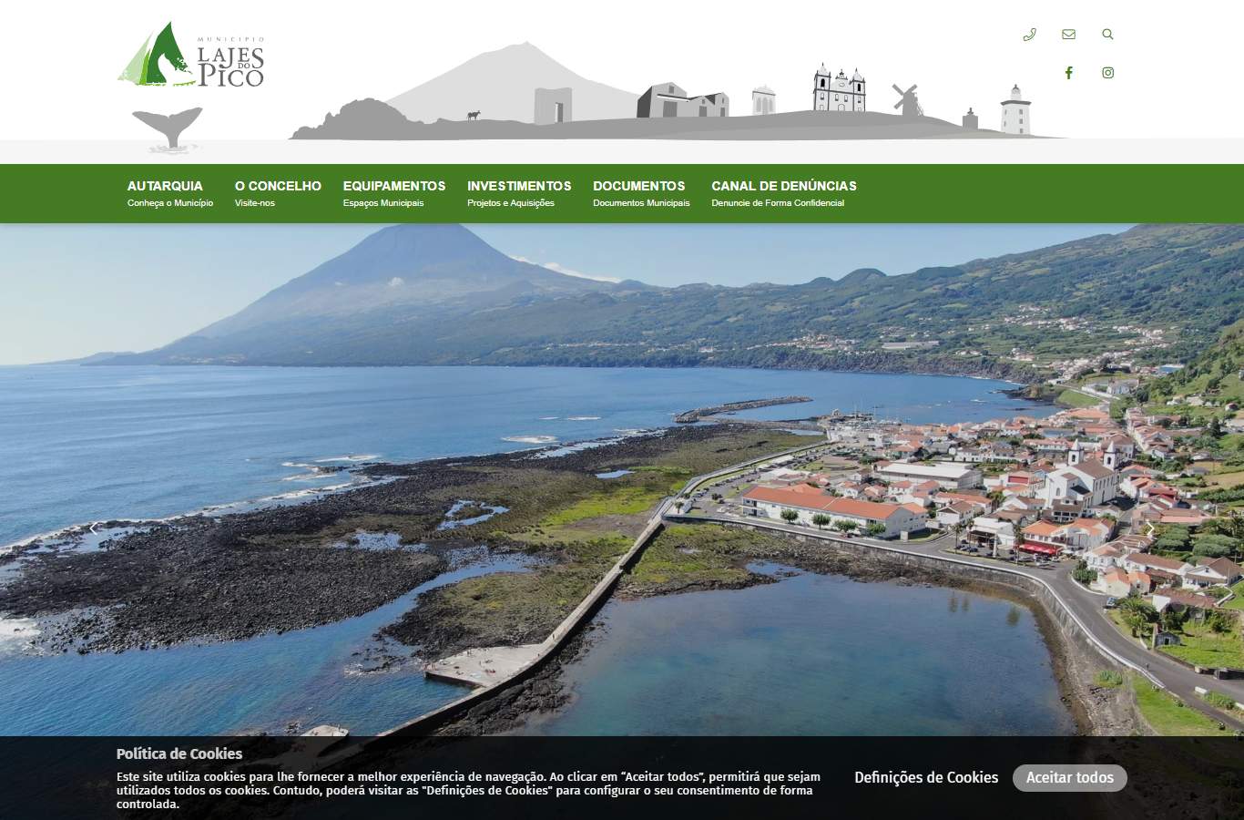 Página inicial de Lajes do Pico no momento da medição