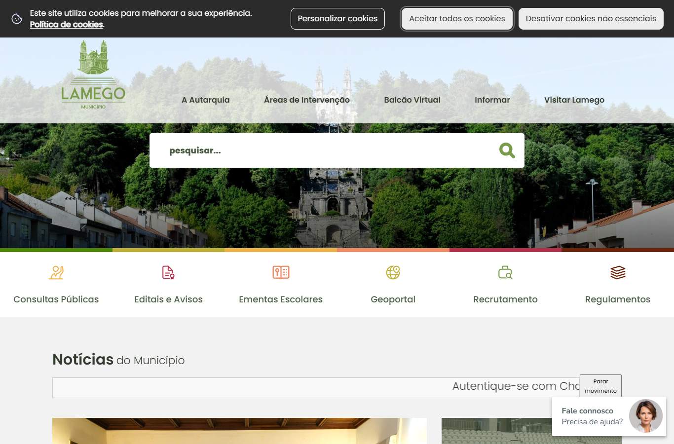 Página inicial de Lamego no momento da medição