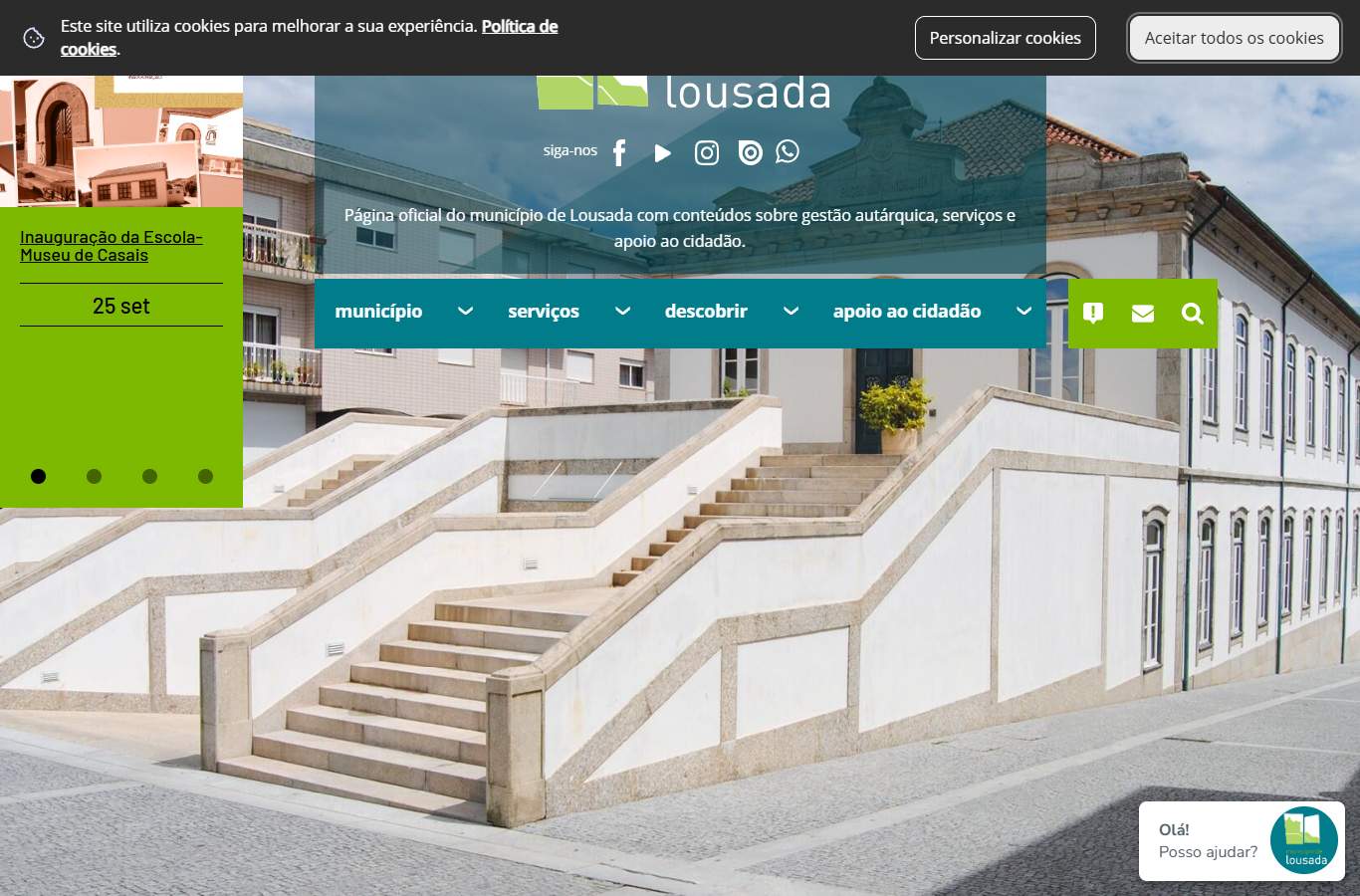 Página inicial de Lousada no momento da medição