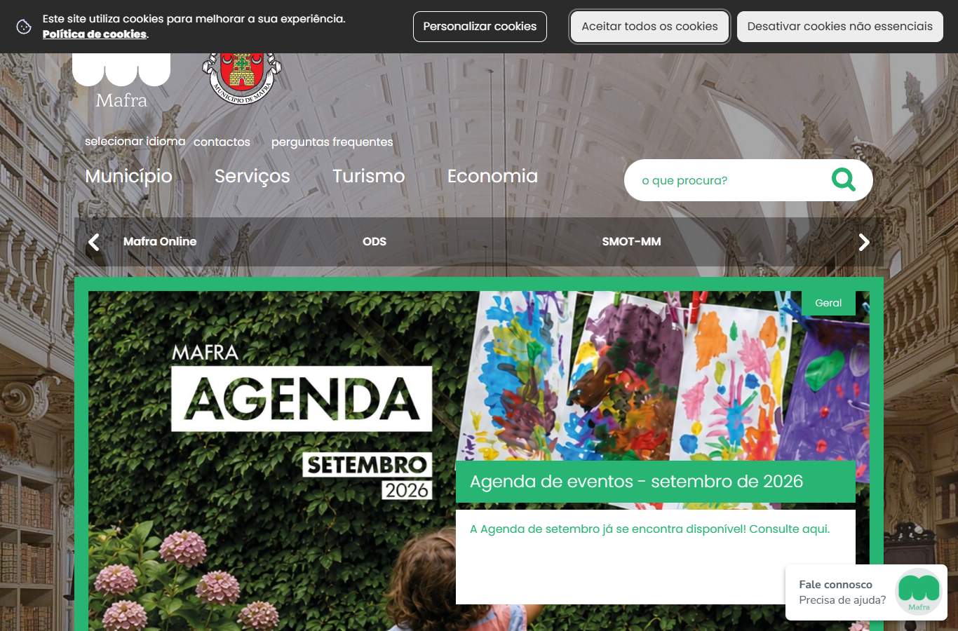 Página inicial de Mafra no momento da medição