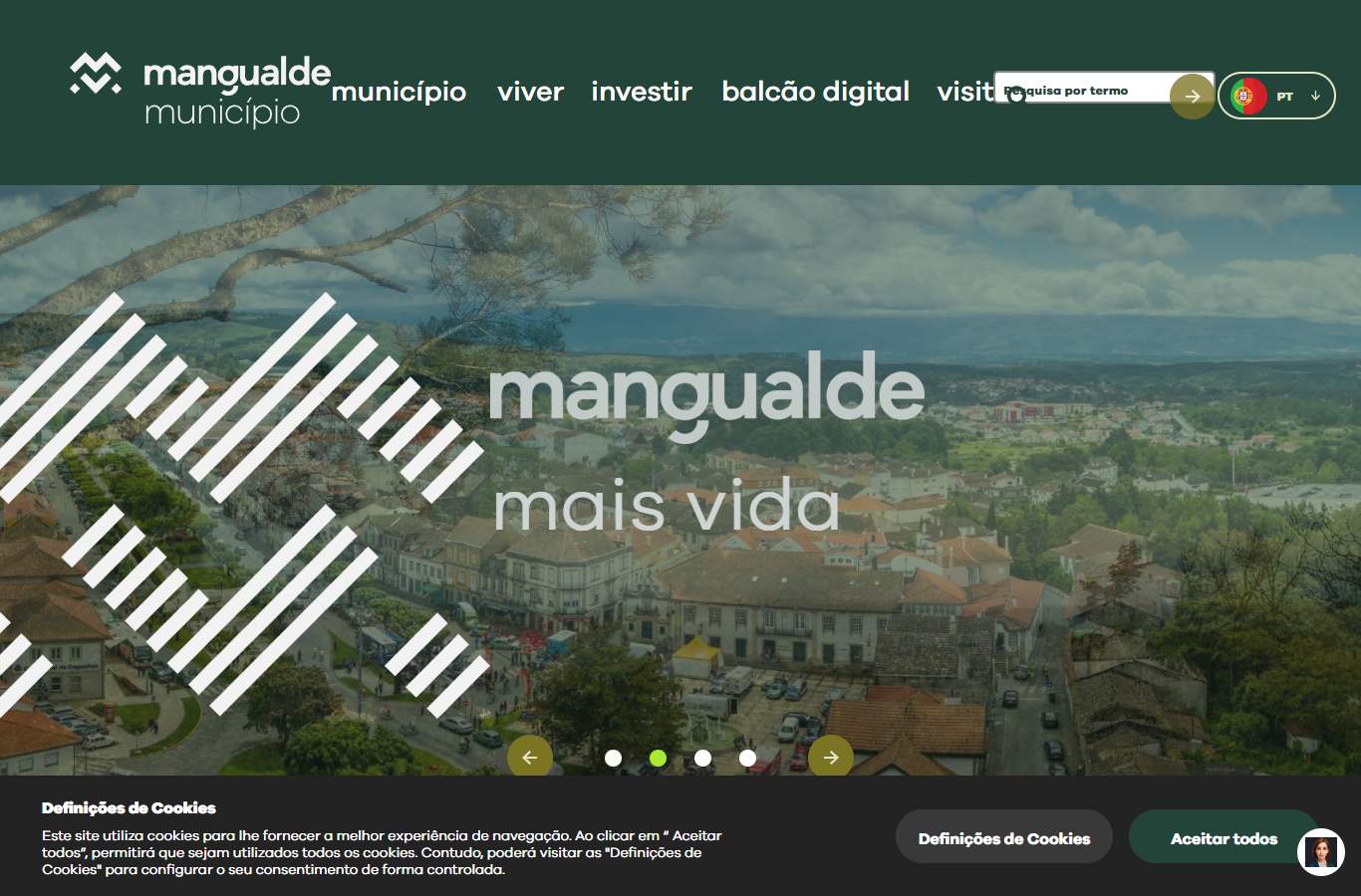 Página inicial de Mangualde no momento da medição