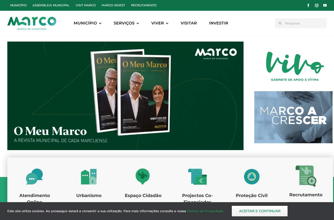 Página inicial de Marco de Canaveses no momento da medição