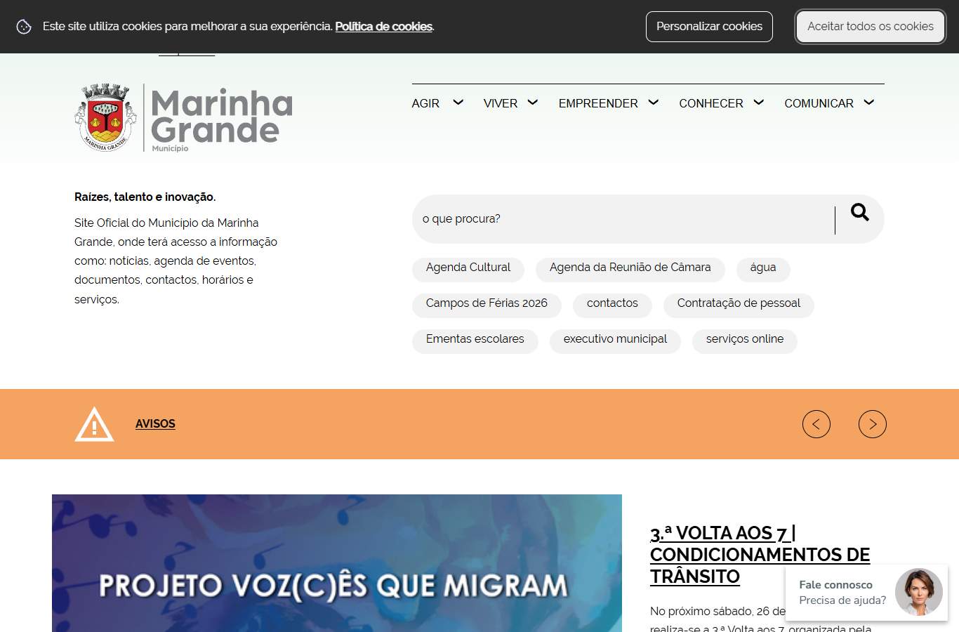 Página inicial de Marinha Grande no momento da medição