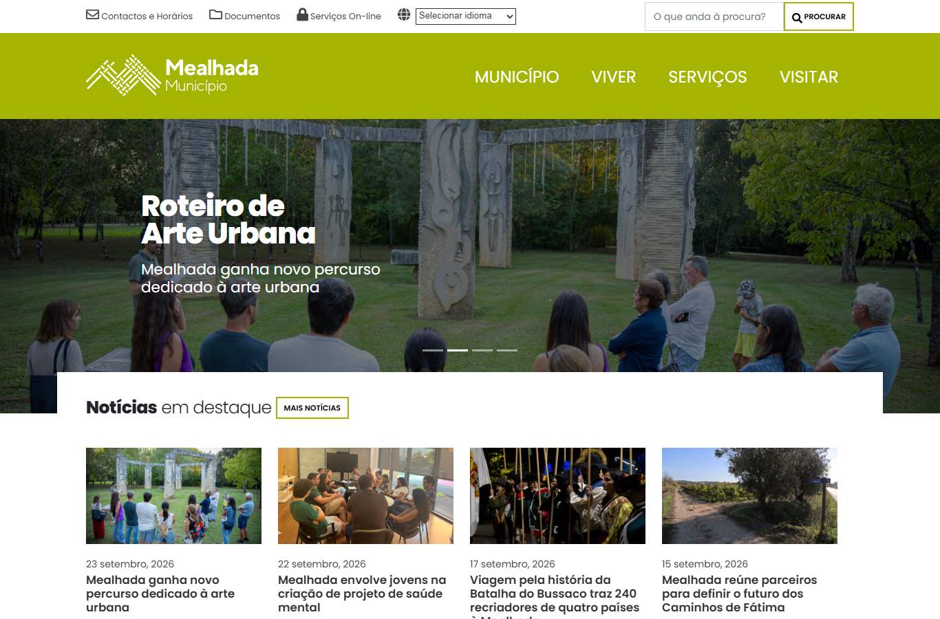Página inicial de Mealhada no momento da medição