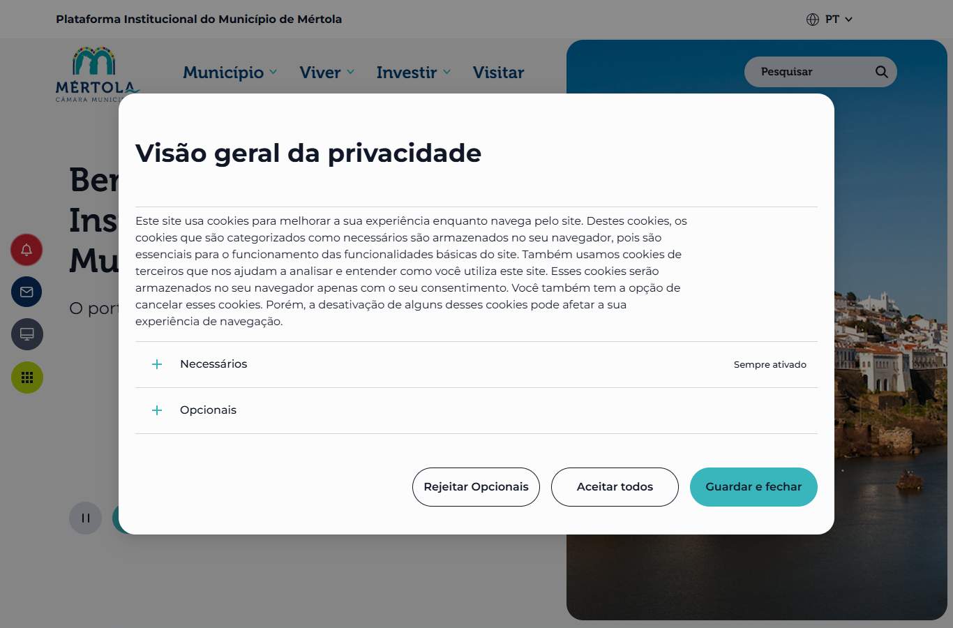 Página inicial de Mértola no momento da medição