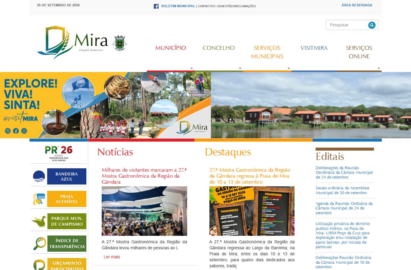 Página inicial de Mira no momento da medição