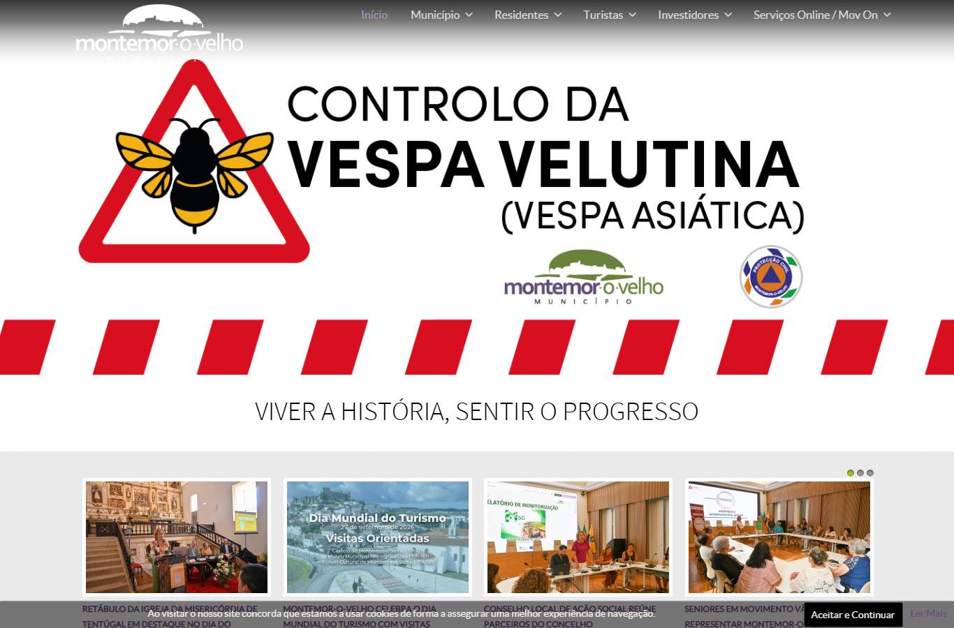 Página inicial de Montemor-o-Velho no momento da medição
