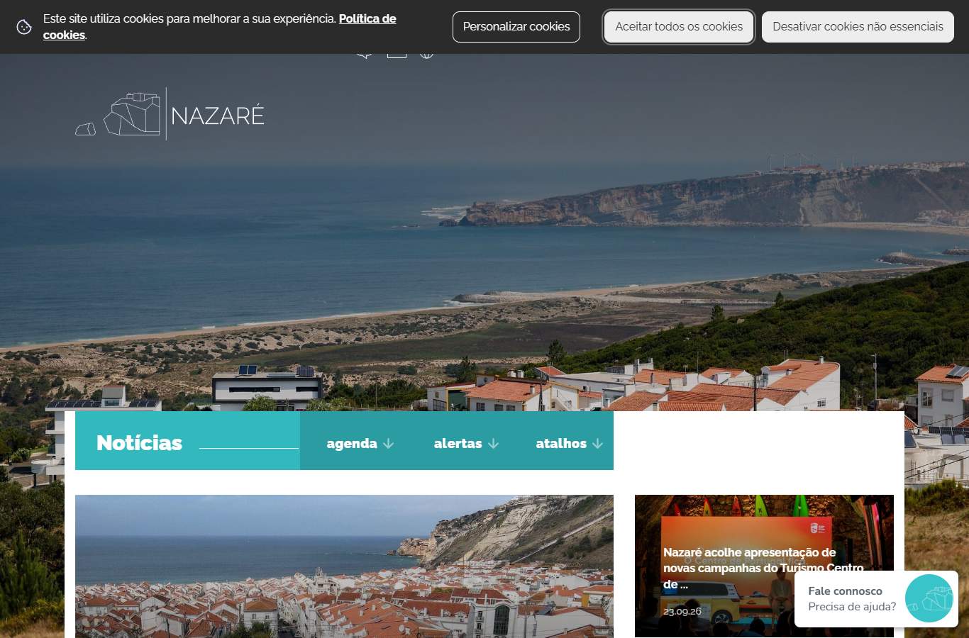 Página inicial de Nazaré no momento da medição