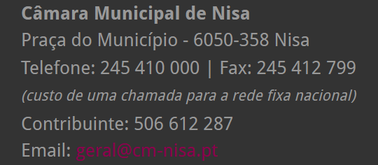Recorte 2 da prova: Contraste de texto, no site de Nisa