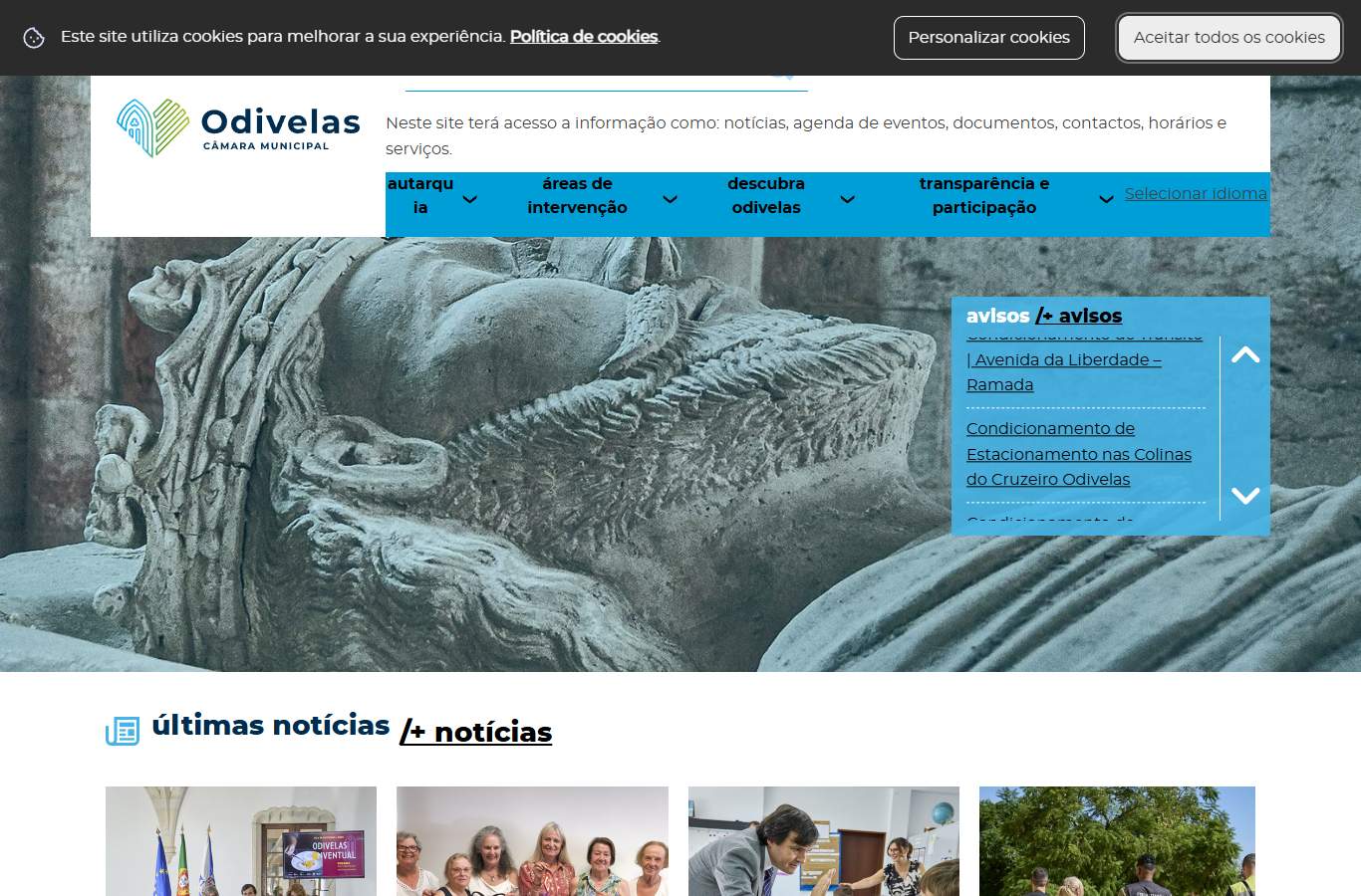 Página inicial de Odivelas no momento da medição