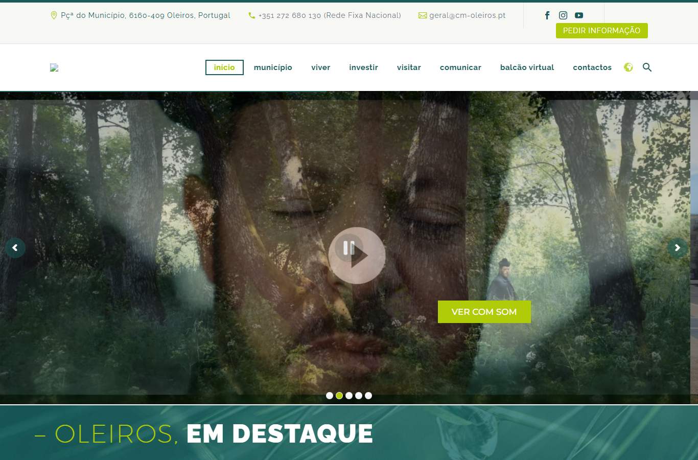Página inicial de Oleiros no momento da medição