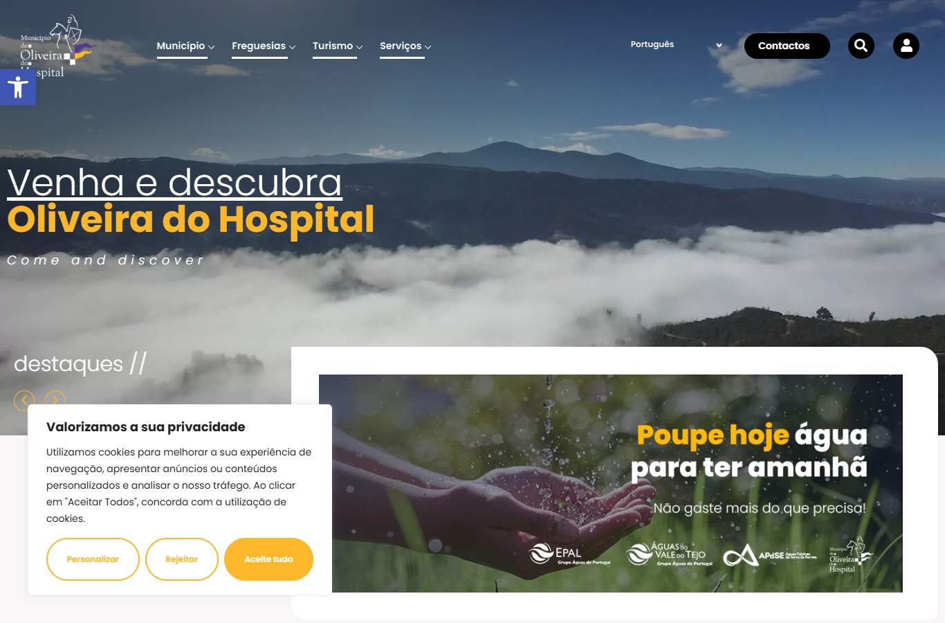 Página inicial de Oliveira do Hospital no momento da medição