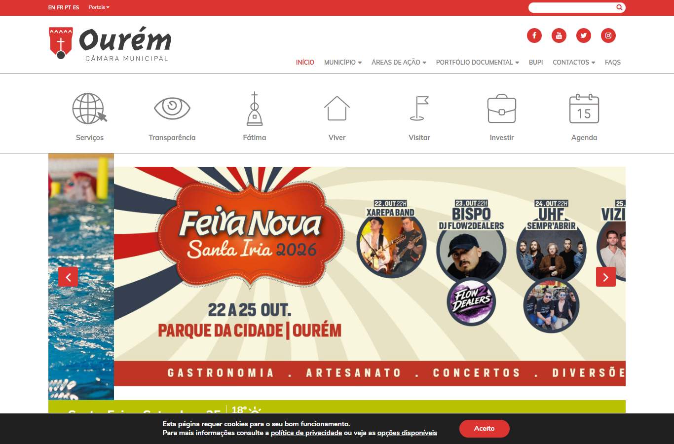 Página inicial de Ourém no momento da medição
