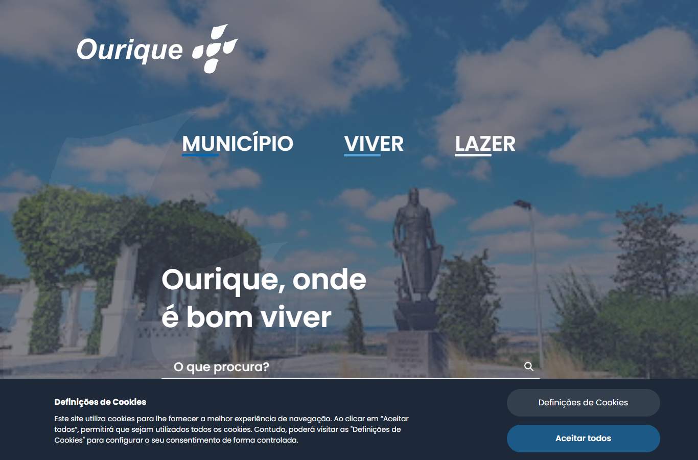 Página inicial de Ourique no momento da medição