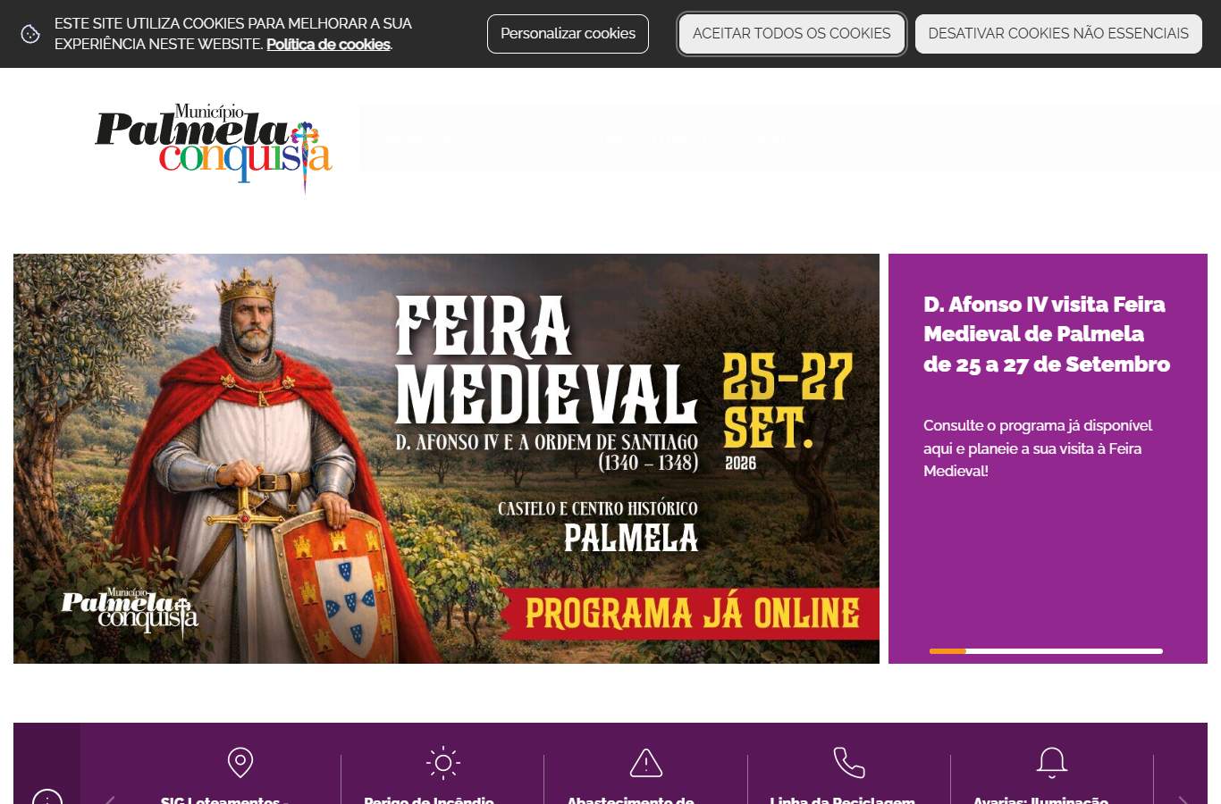 Página inicial de Palmela no momento da medição