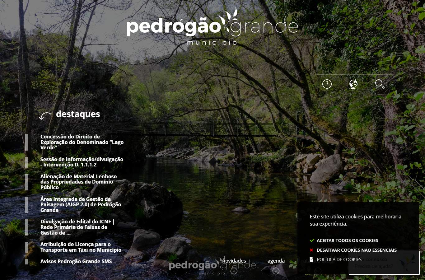 Página inicial de Pedrógão Grande no momento da medição
