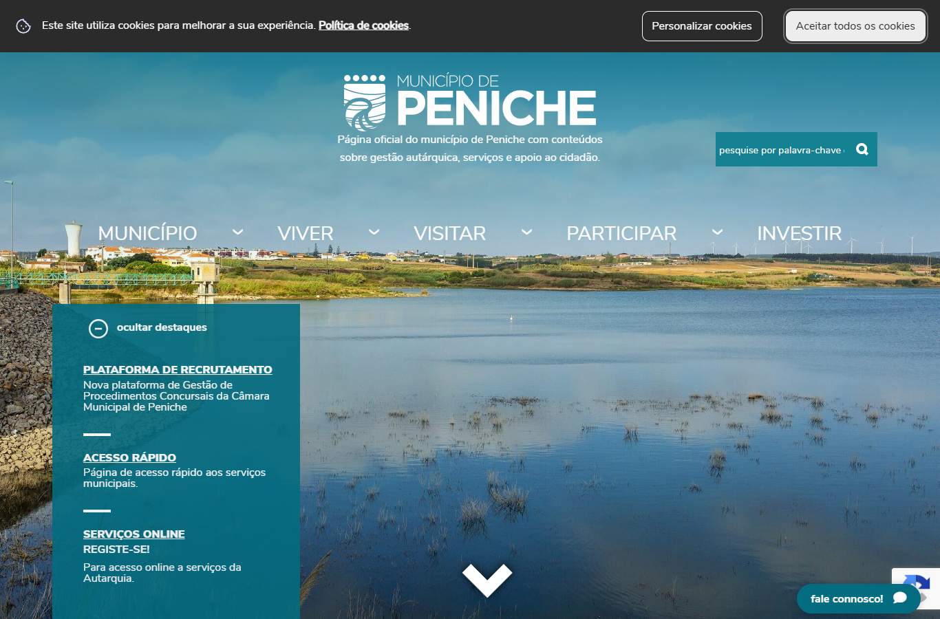 Página inicial de Peniche no momento da medição