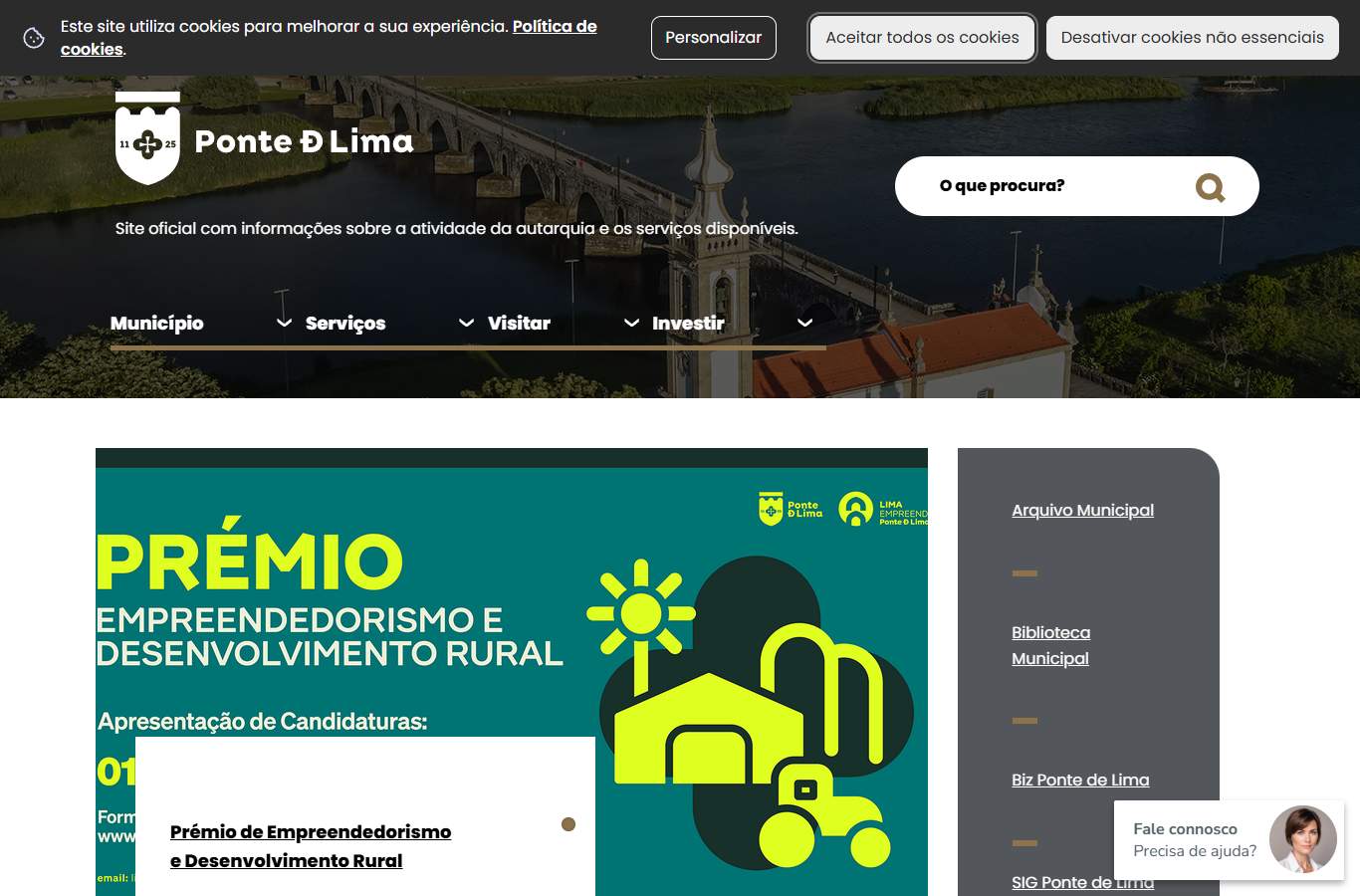 Página inicial de Ponte de Lima no momento da medição