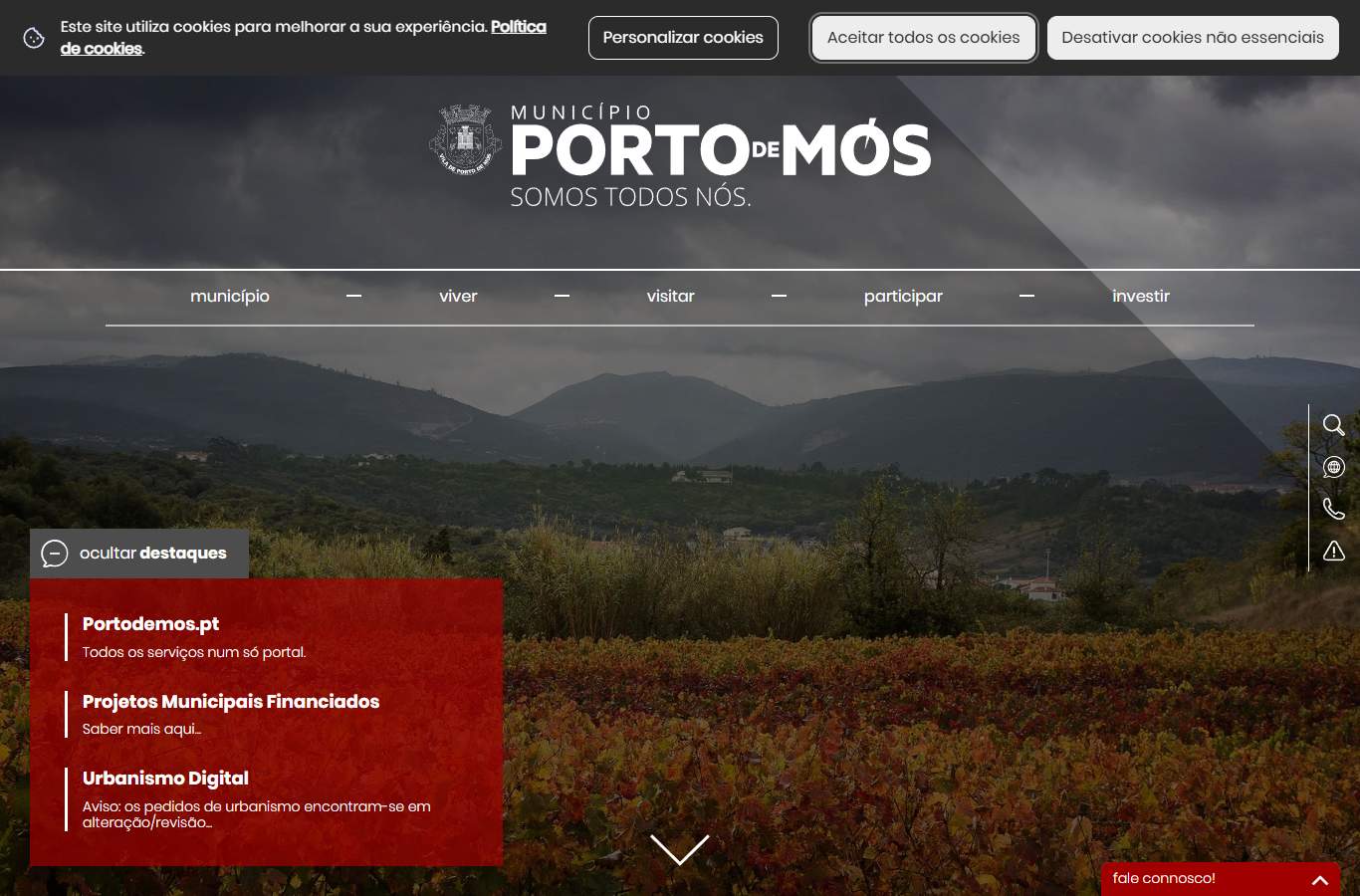 Página inicial de Porto de Mós no momento da medição