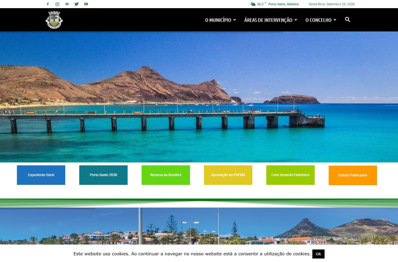 Página inicial de Porto Santo no momento da medição