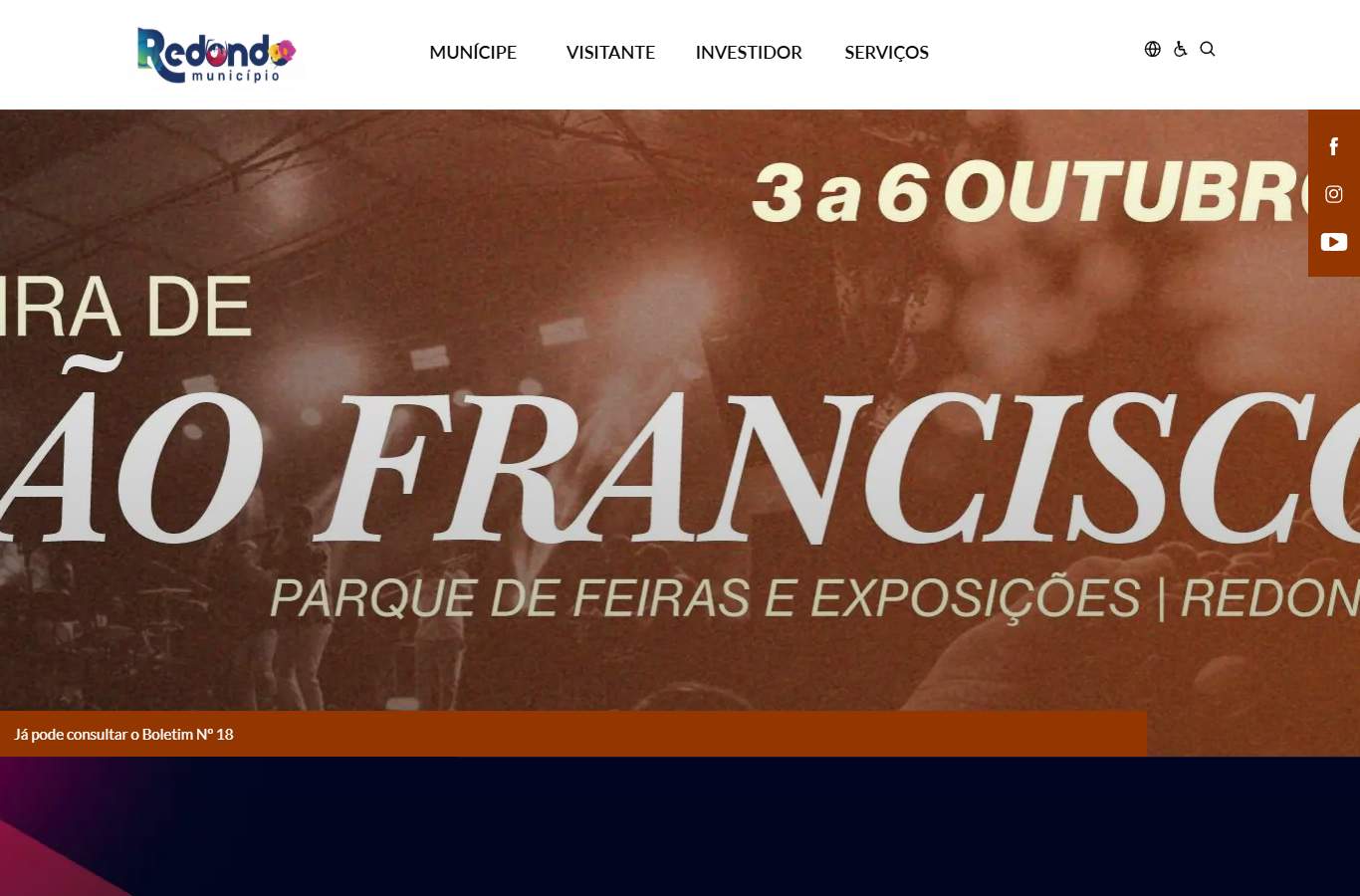 Página inicial de Redondo no momento da medição