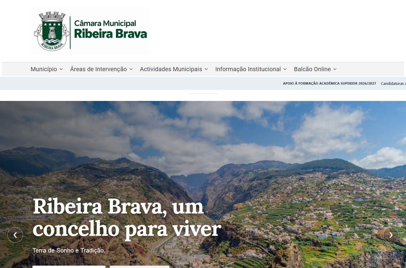 Página inicial de Ribeira Brava no momento da medição