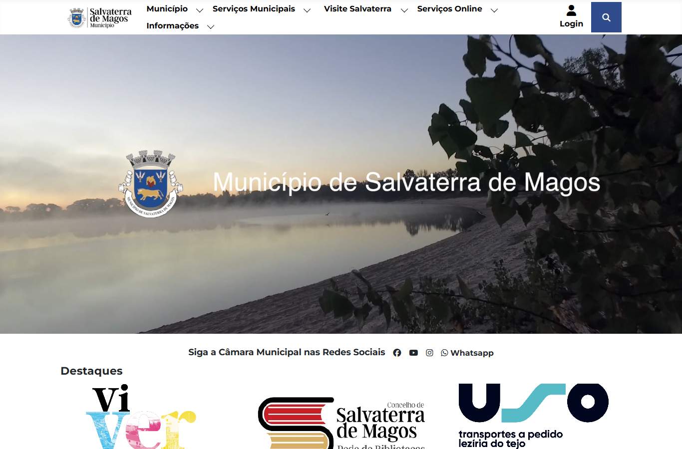 Página inicial de Salvaterra de Magos no momento da medição