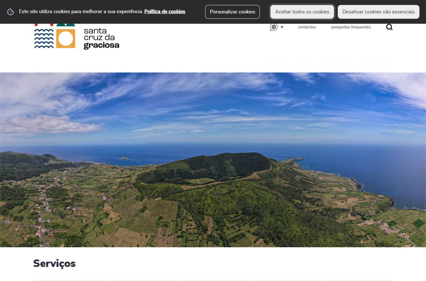 Página inicial de Santa Cruz da Graciosa no momento da medição