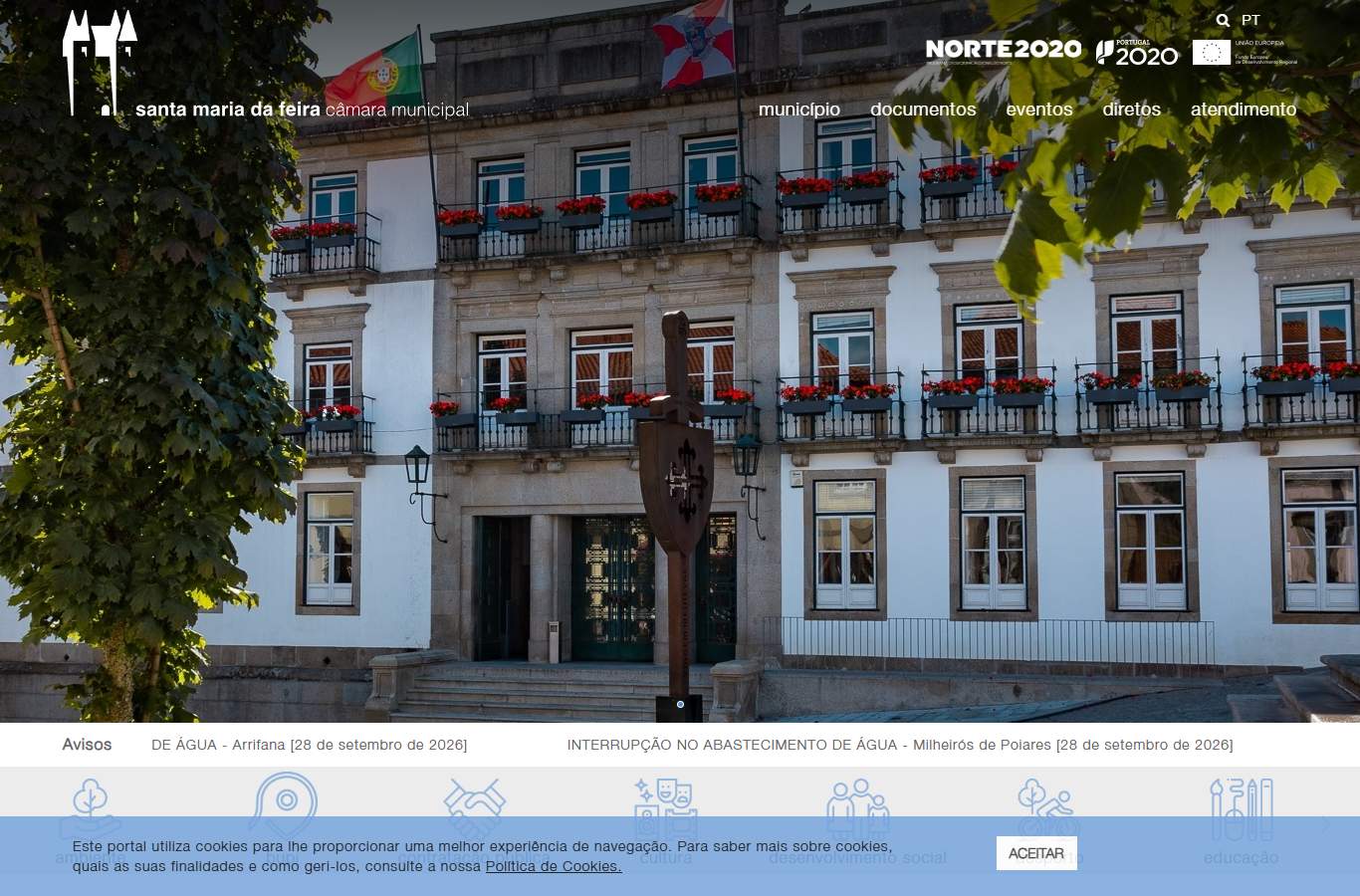 Página inicial de Santa Maria da Feira no momento da medição