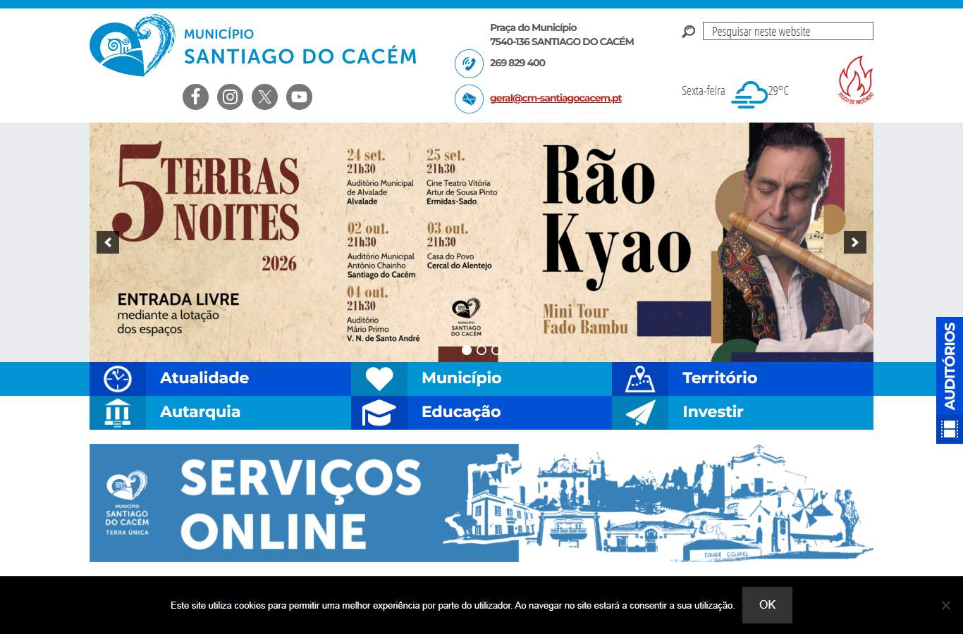 Página inicial de Santiago do Cacém no momento da medição