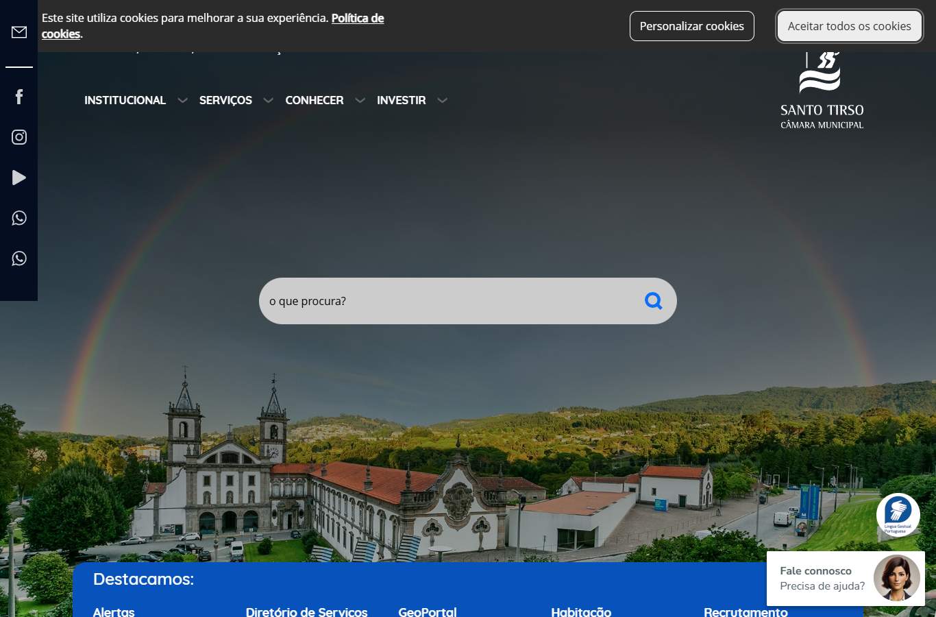 Página inicial de Santo Tirso no momento da medição