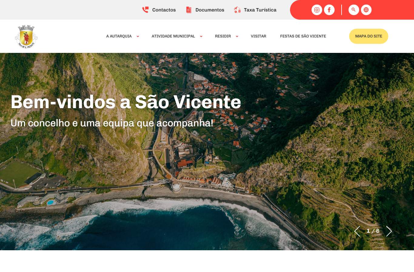 Página inicial de São Vicente no momento da medição