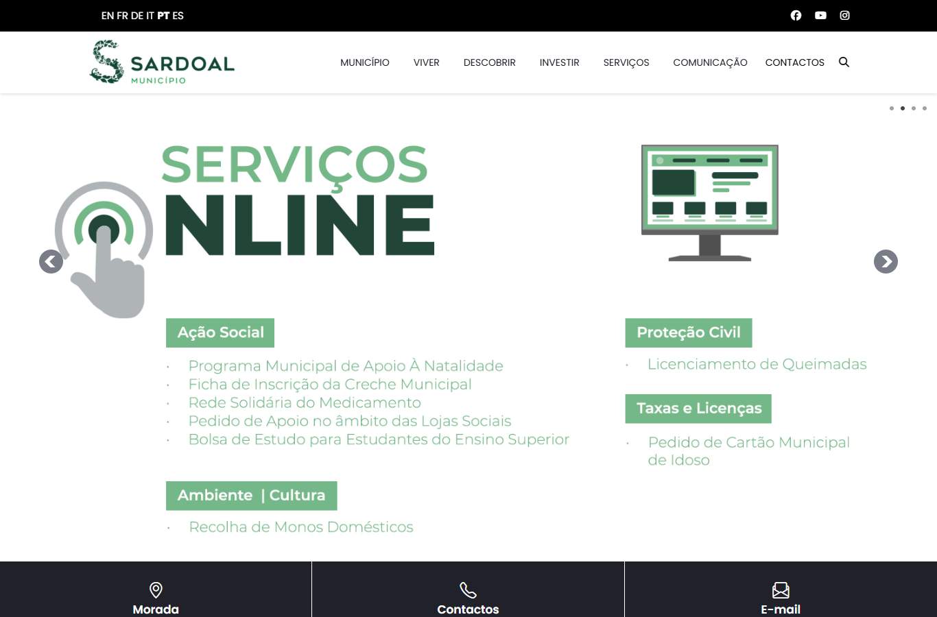 Página inicial de Sardoal no momento da medição