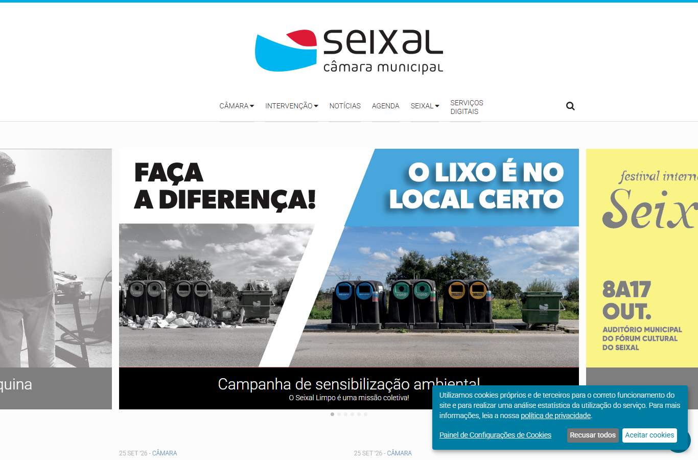 Página inicial de Seixal no momento da medição