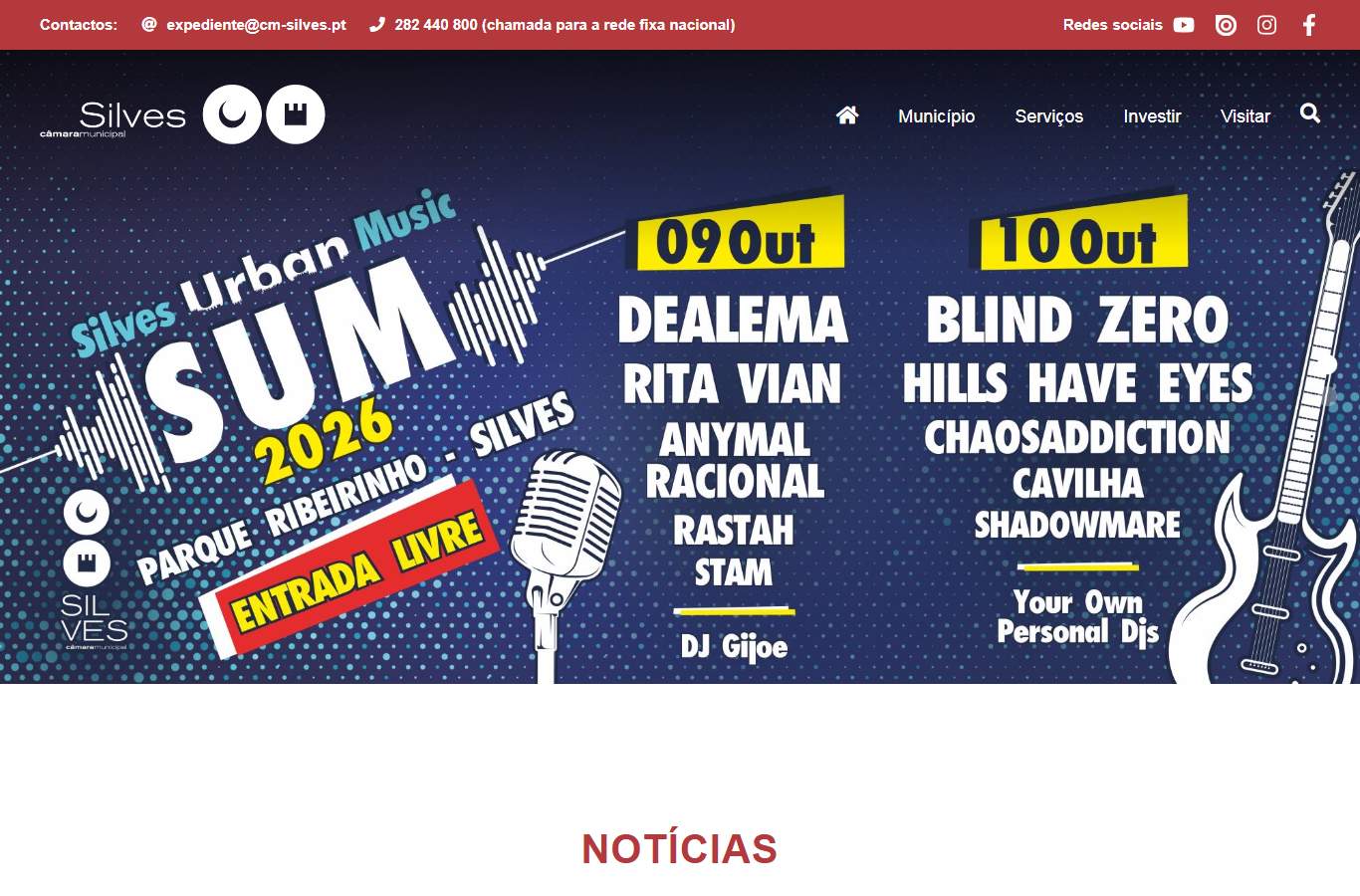 Página inicial de Silves no momento da medição