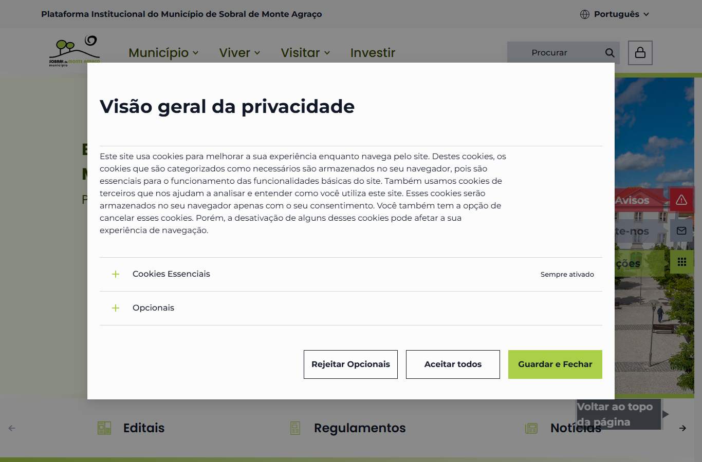 Página inicial de Sobral de Monte Agraço no momento da medição