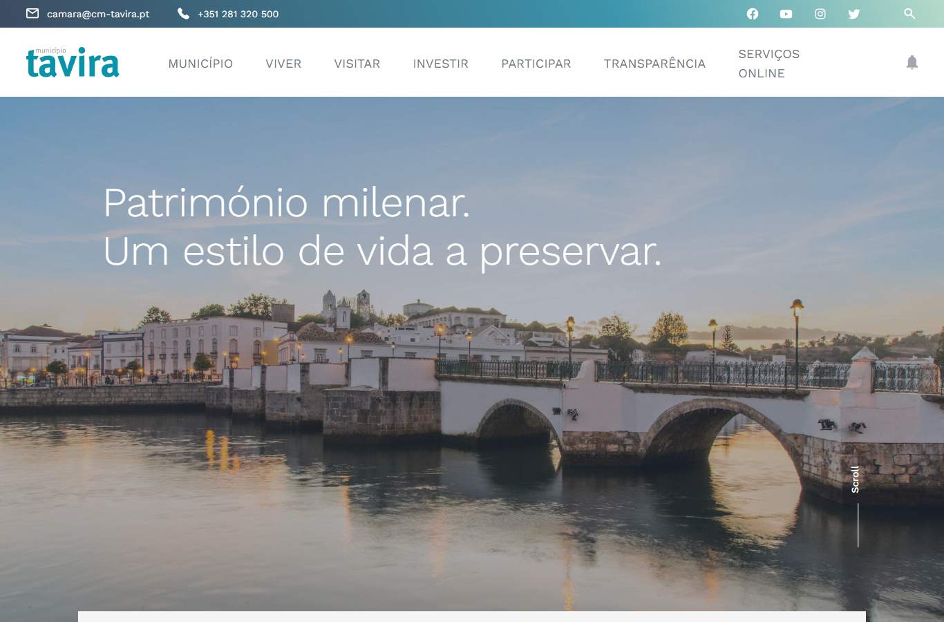 Página inicial de Tavira no momento da medição